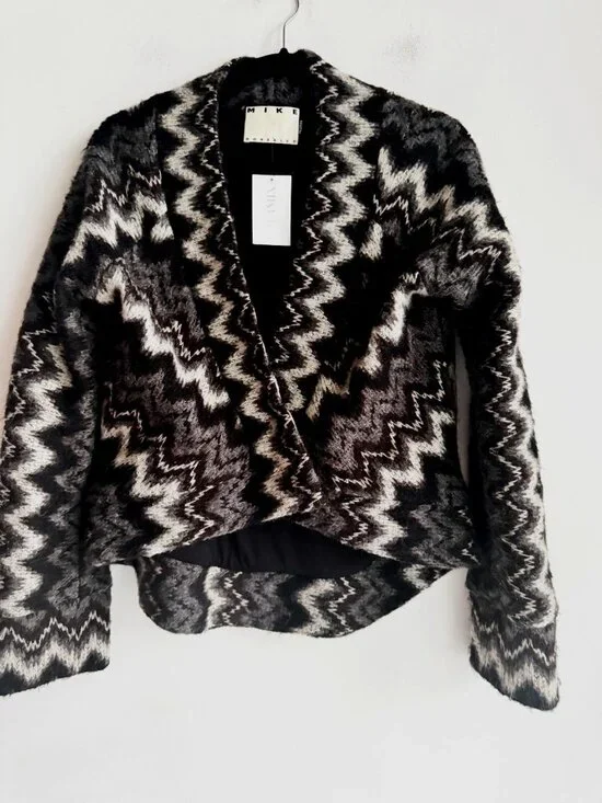 Mike Gonzalez Zig Zag Sweater Grey Black White M - Picture 4 of 7